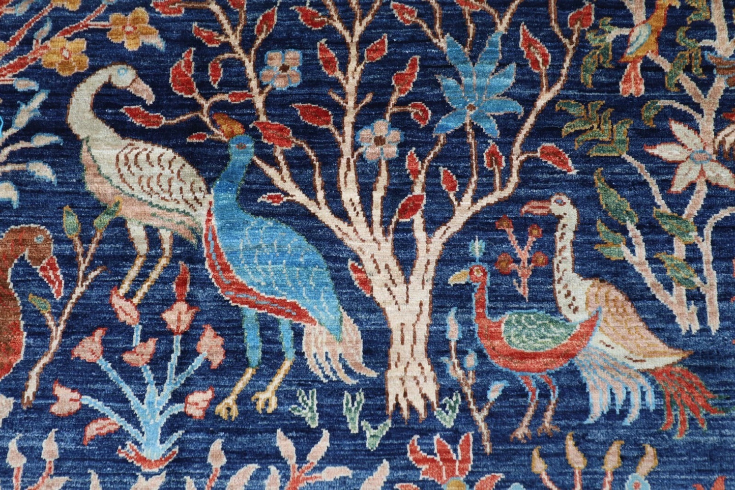 179 x 280 cm | Birds Blue Afghan Tribal Hand Knotted Veg Dye Wool carpet