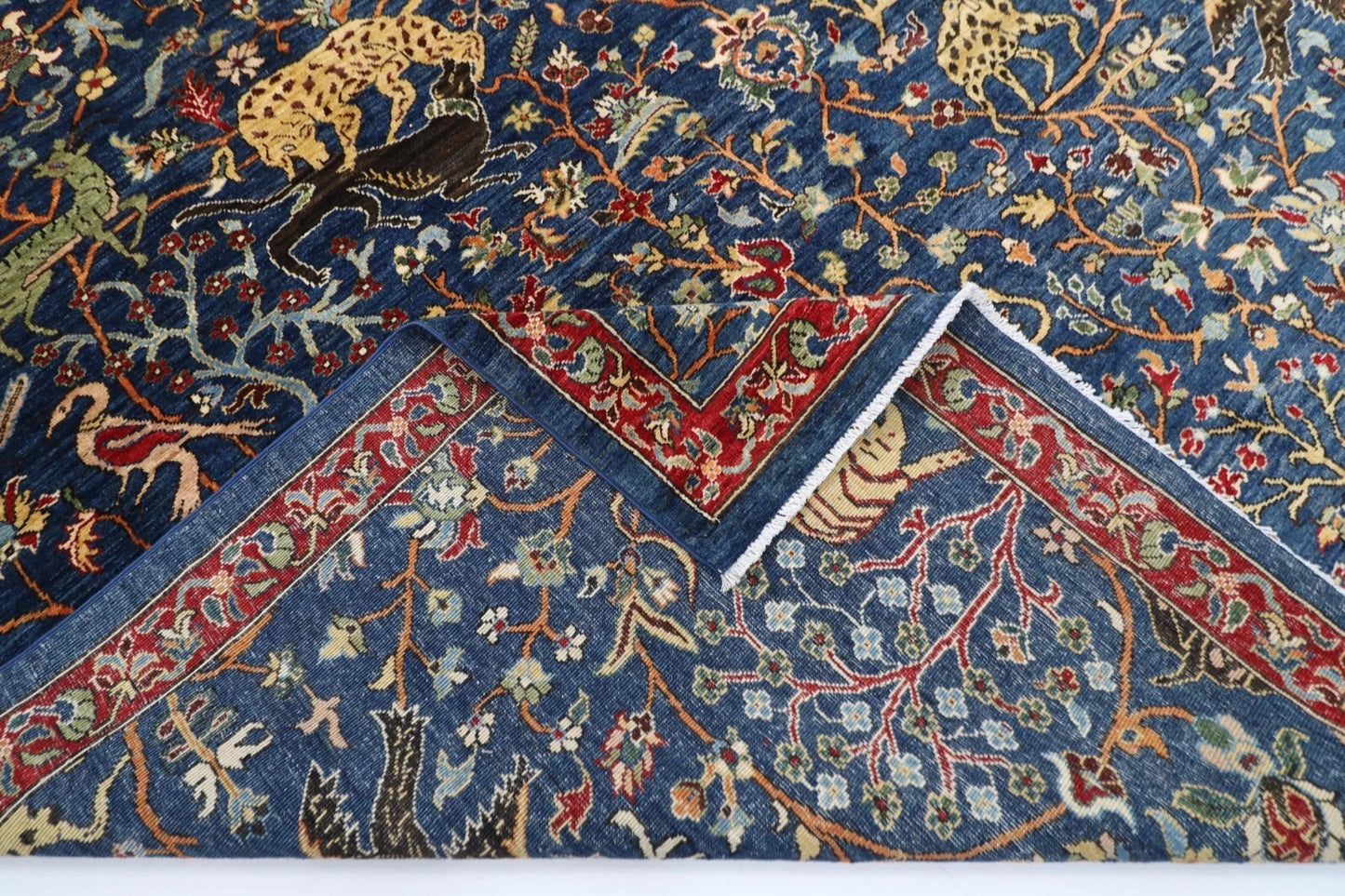 275 x 364 cm | Animal Hunting Afghan Tribal Hand Knotted Carpet