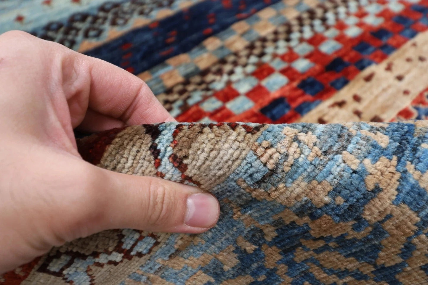 127 x 173 cm | Striped Afghan Tribal Hand Knotted Veg Dye Wool carpet