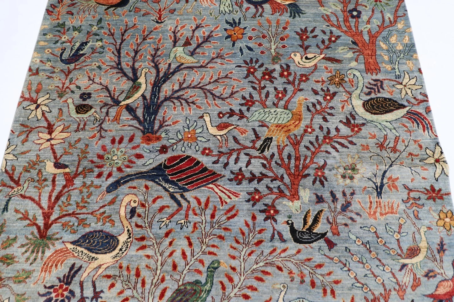 176 x 268 cm | Birds Gray Afghan Tribal Hand Knotted Veg Dye Wool carpet