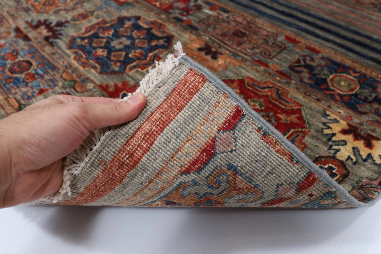 169 x 247 cm | Khorjun Afghan Tribal Hand Knotted Veg Dye Wool Carpet