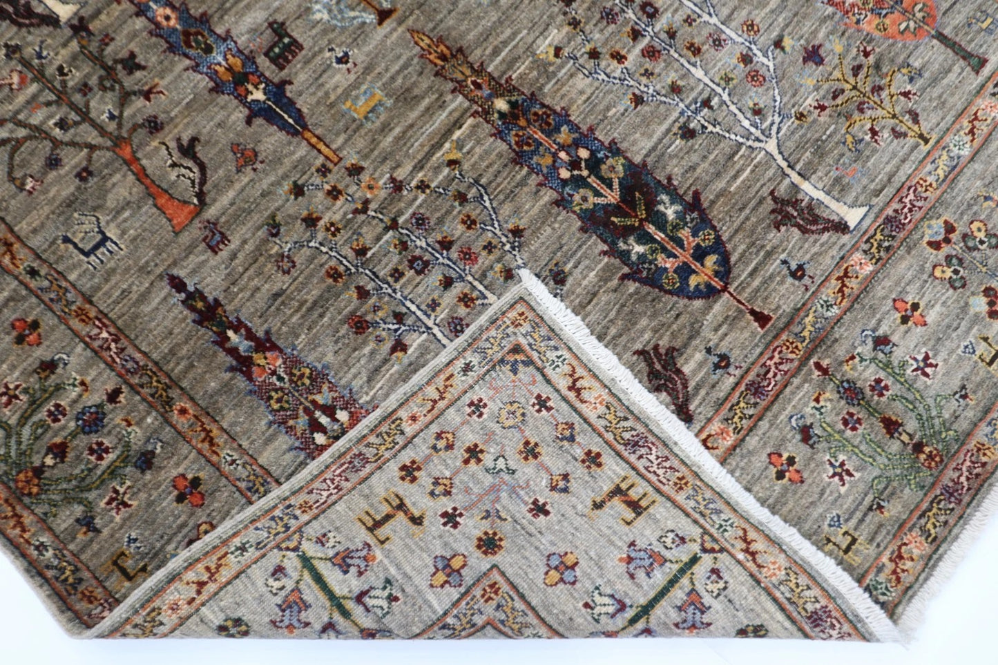 153 x 202 cm | Tree of Life Afghan Tribal Hand Knotted Veg Dye Wool Carpet