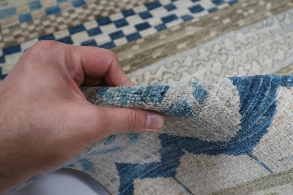 187 x 257 cm | Gabbeh Blue Afghan Tribal Hand Knotted Veg Dye Wool Carpet