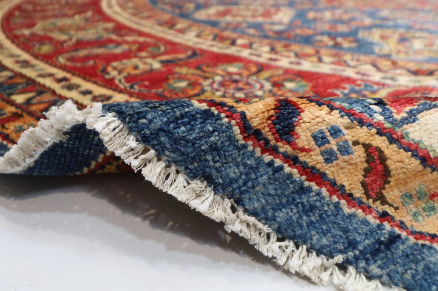 276 x 288 cm | Kazak Afghan Tribal Hand Knotted Wool Round Carpet