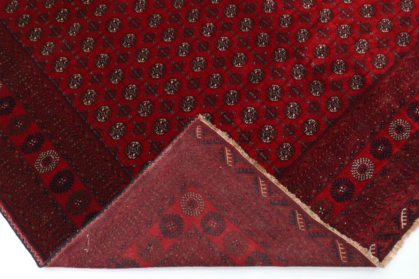 208 x 252 cm | Fine Mori Bokhara Afghan Tribal Hand Knotted Carpet
