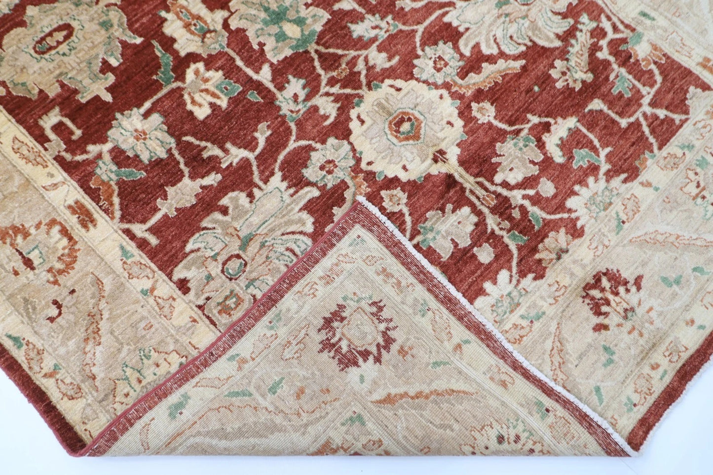 180 x 275 cm | Floral Red Afghan Tribal Hand Knotted Veg Dye Wool Carpet