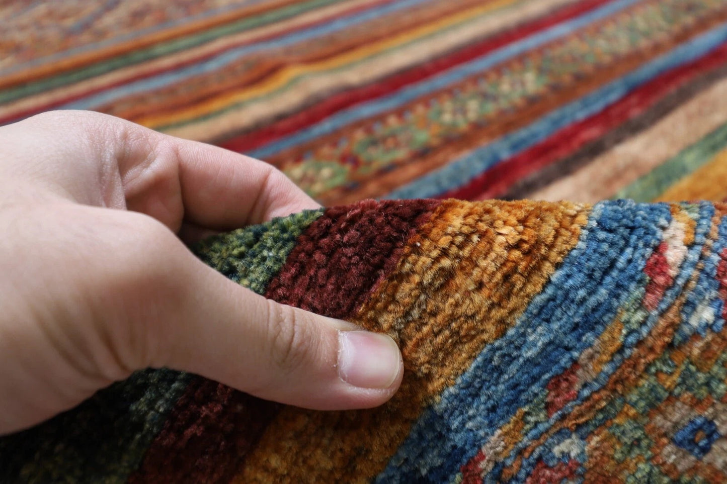 154 x 206 cm | Khorjun Afghan Tribal Hand Knotted Veg Dye Wool carpet