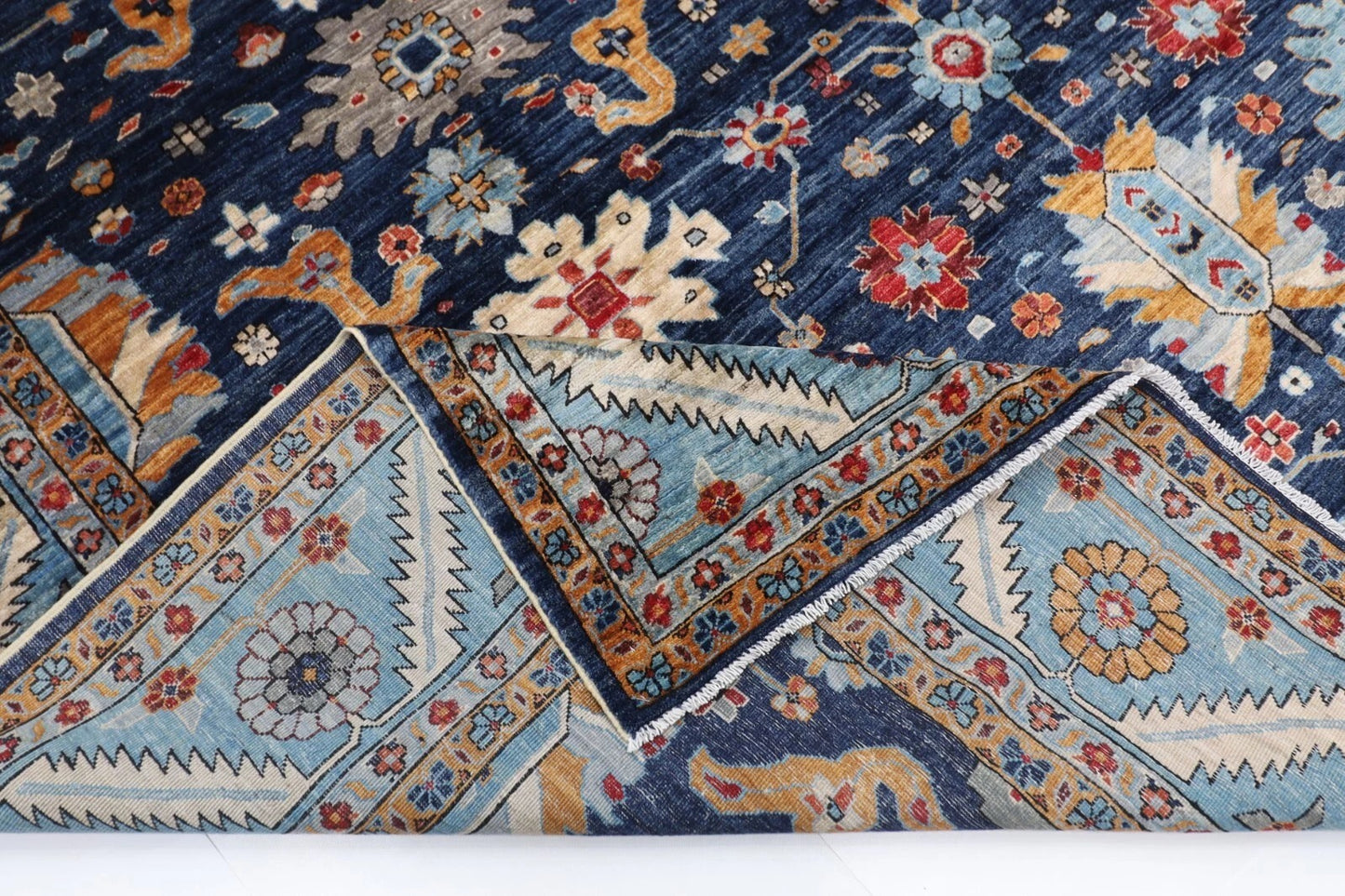 297 x 425 cm | Aryana Navy Afghan Hand Knotted Carpet