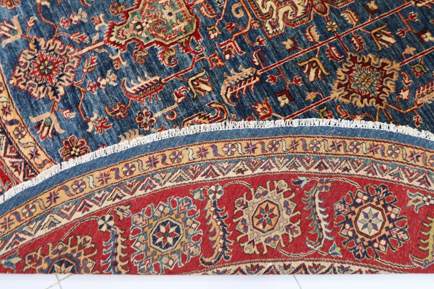 300 x 309 cm | Kazak Afghan Tribal Hand Knotted Wool Round Carpet
