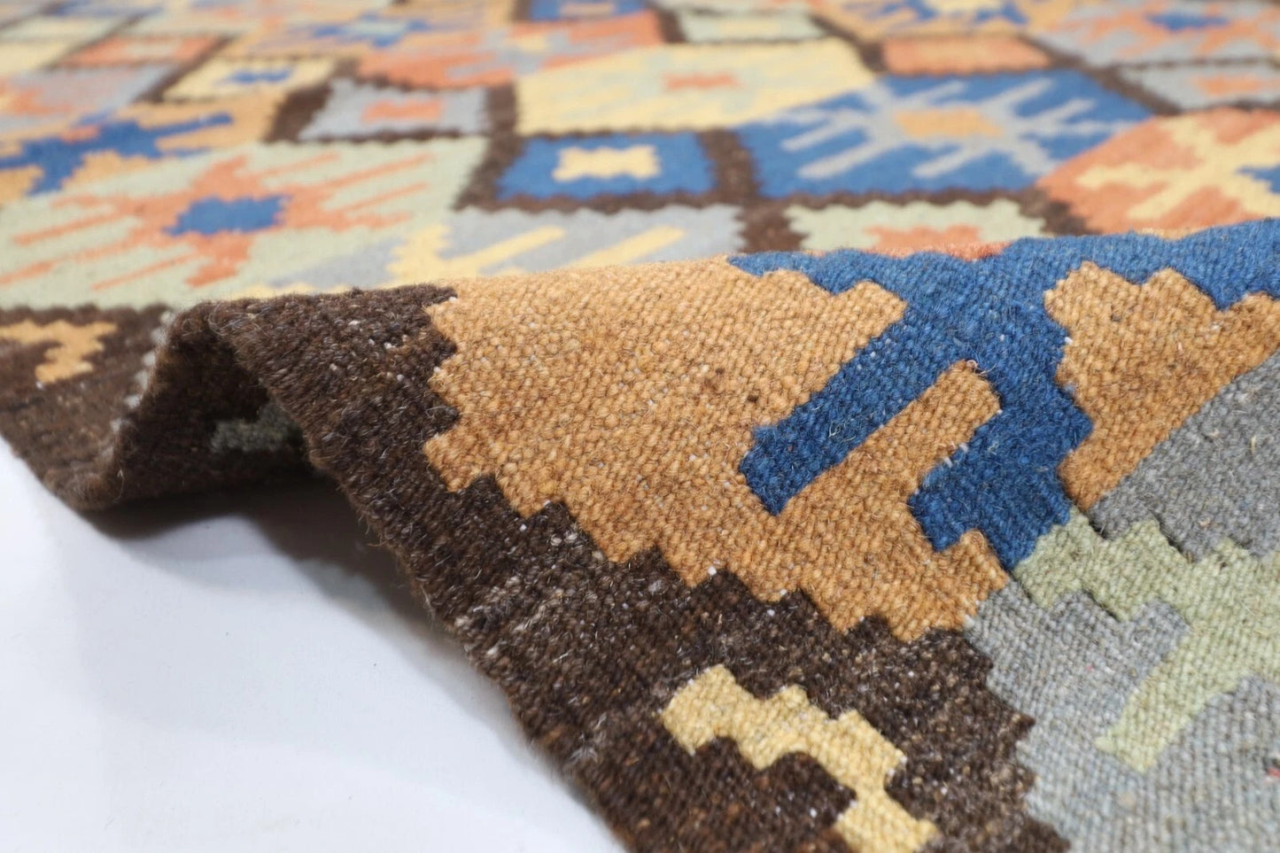 152 x 205 cm | Flat Weave Afghan Tribal Hand Knotted Veg Dye Wool Kilim