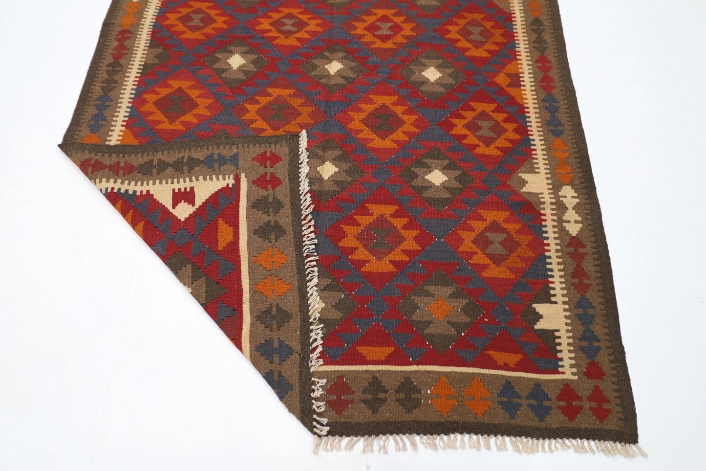 159 x 254 cm | Flat Weaved Afghan Tribal Hand Knotted Veg Dye Wool Carpet