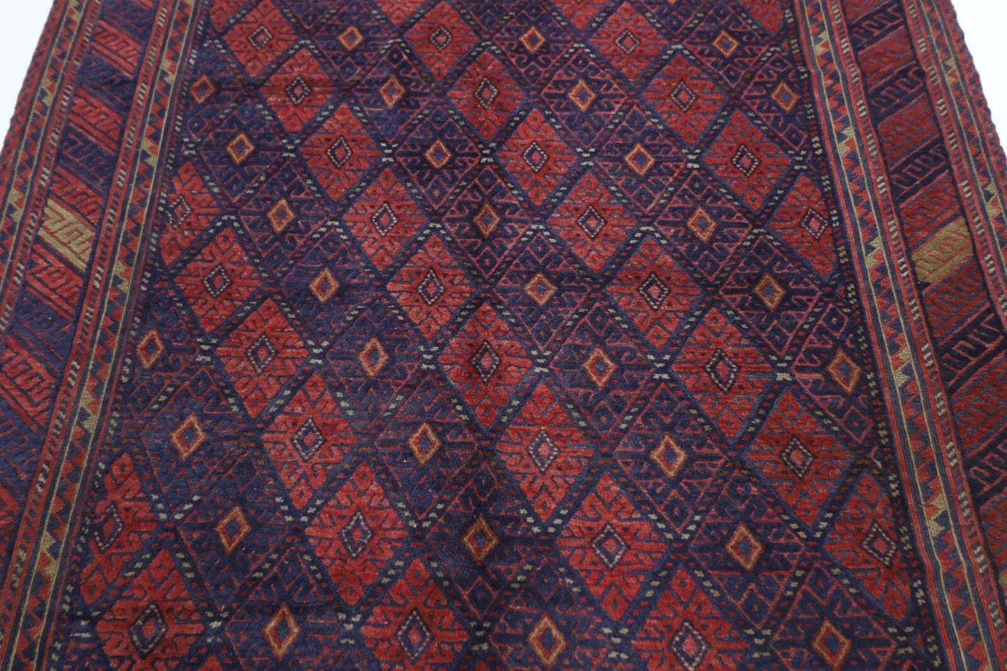 195 x 282 cm | Barjesta Red Flat Weaved Afghan Tribal Hand Knotted Carpet Kilim