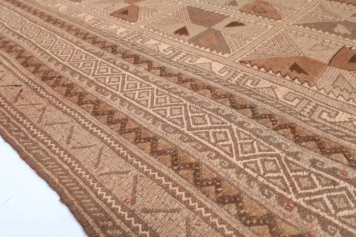 186 x 263 cm | Barjesta Beige Flat Weaved Afghan Tribal Hand Knotted Carpet Kilim
