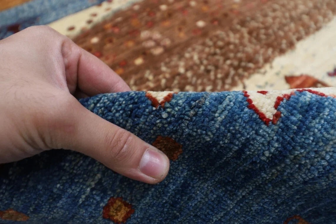 180 x 266 cm | Landscape Gabbeh Afghan Tribal Hand Knotted Veg Dye Wool Carpet