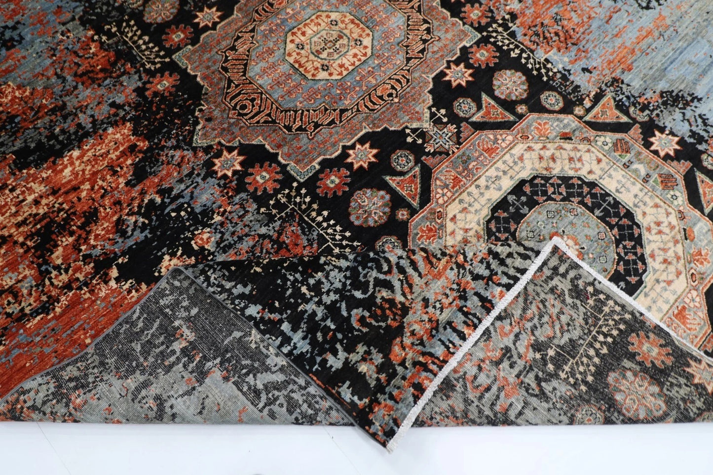 252 x 302 cm | Abstract Mamluk Afghan Tribal Hand Knotted Carpet