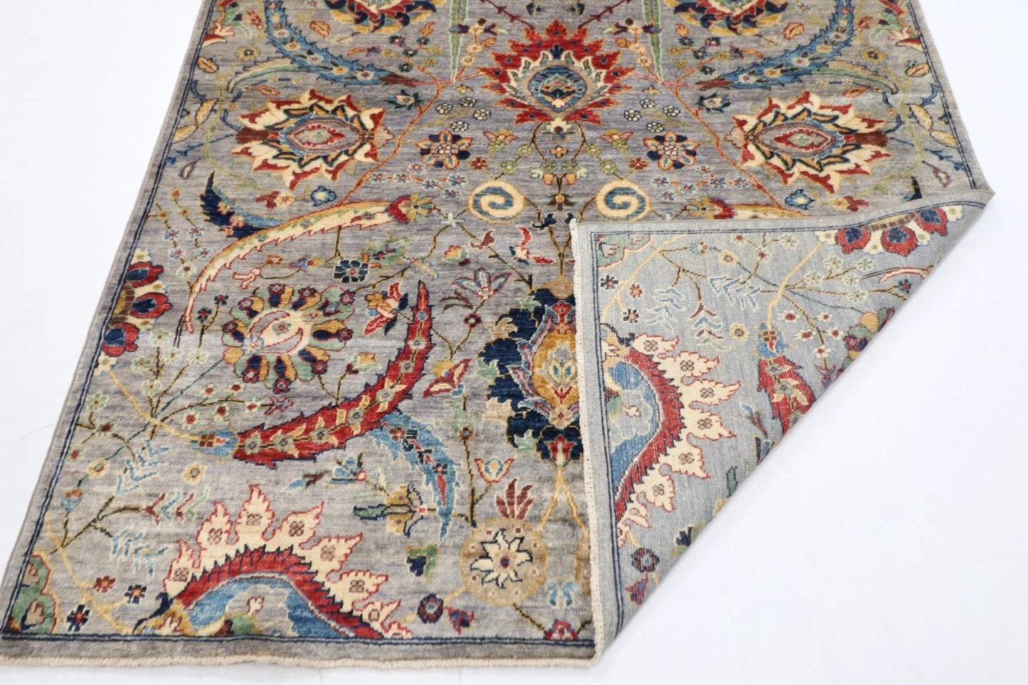 173 x 239 cm | Sickle Leaf Afghan Tribal Hand Knotted Veg Dye Wool Carpet