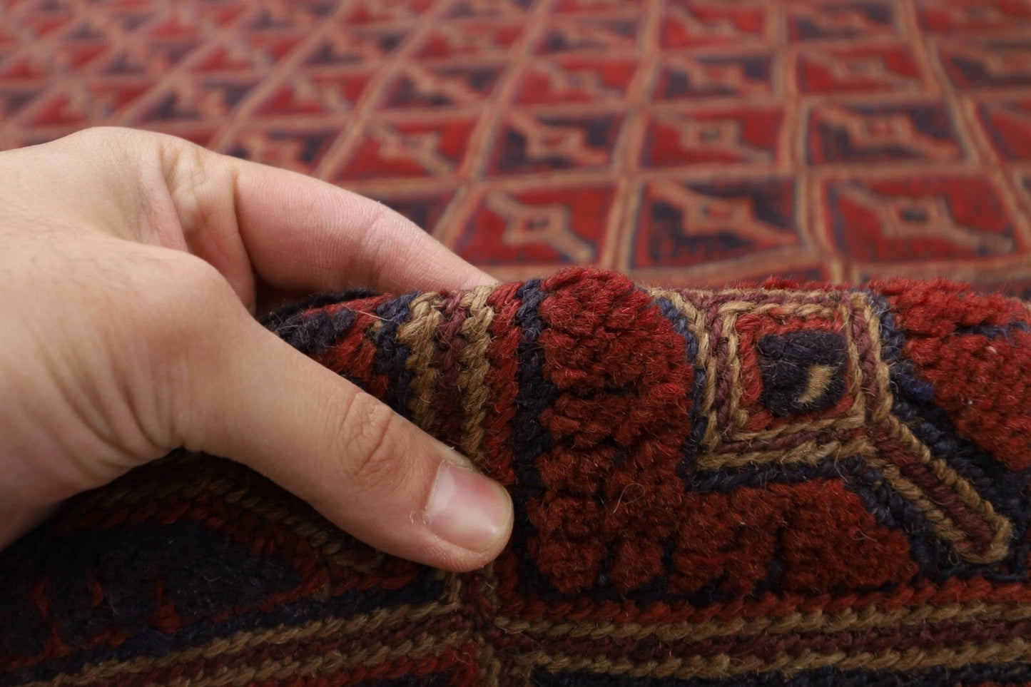 190 x 259 cm | Barjesta Red Flat Weaved Afghan Tribal Hand Knotted Carpet Kilim