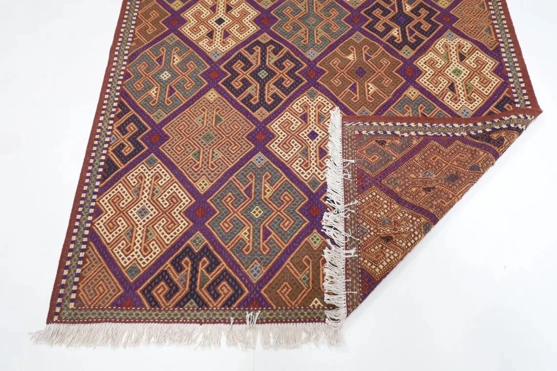 153 x 199 cm | Flat Weave Afghan Tribal Hand Knotted Veg Dye Wool Kilim