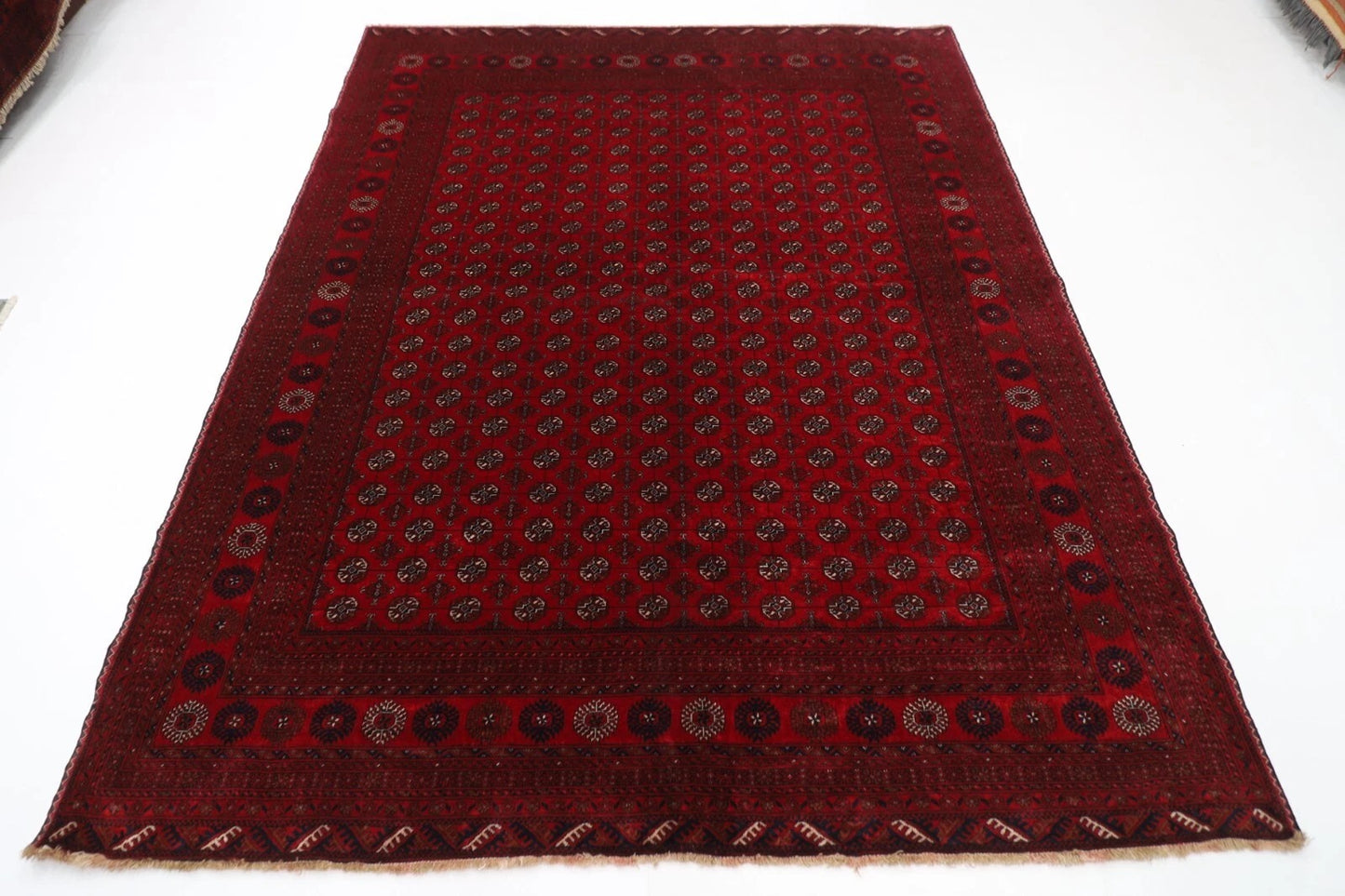 208 x 252 cm | Fine Mori Bokhara Afghan Tribal Hand Knotted Carpet