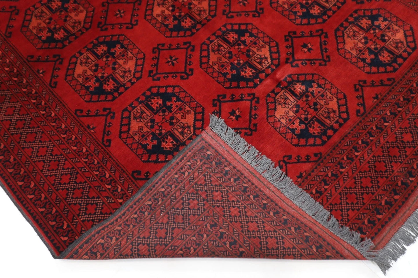 211 x 298 cm | Bokhara Afghan Tribal Hand Knotted Carpet