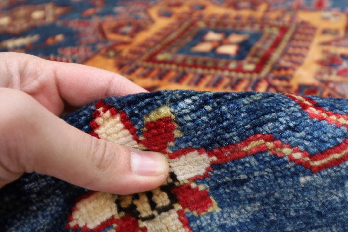 247 x 252 cm | Kazak Afghan Tribal Hand Knotted Wool Round Carpet