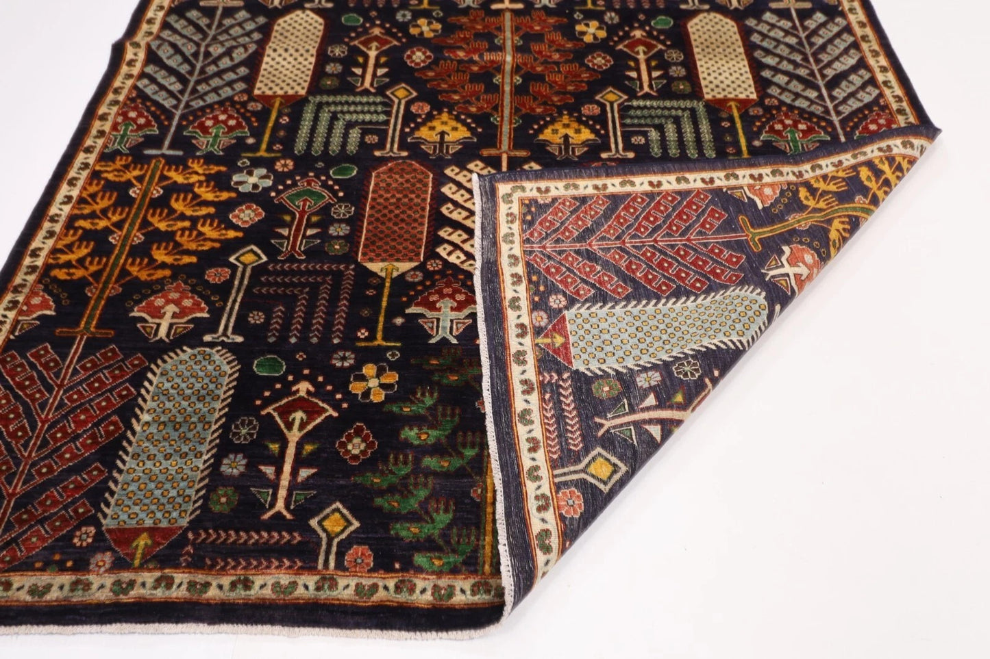 203 x 289 cm | Plants and Trees Afghan Tribal Hand Knotted Carpet