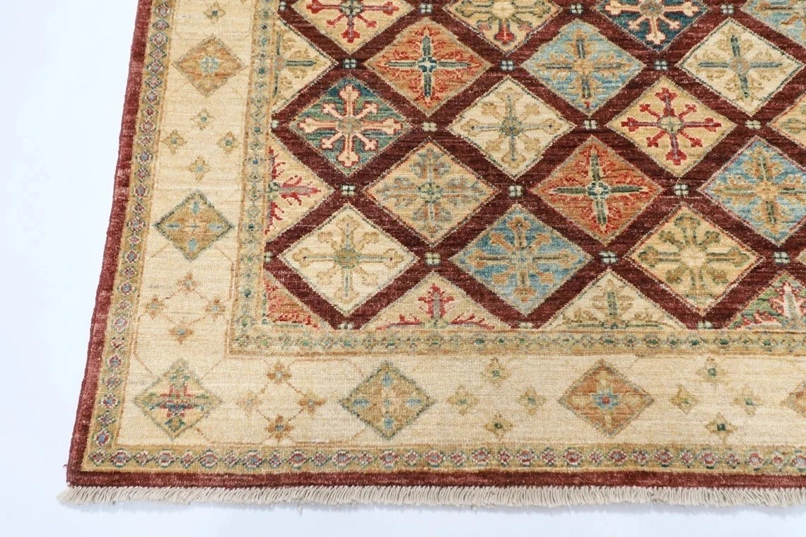 151 x 203 cm | Tribal Hand Knotted Veg Dye Wool Carpet