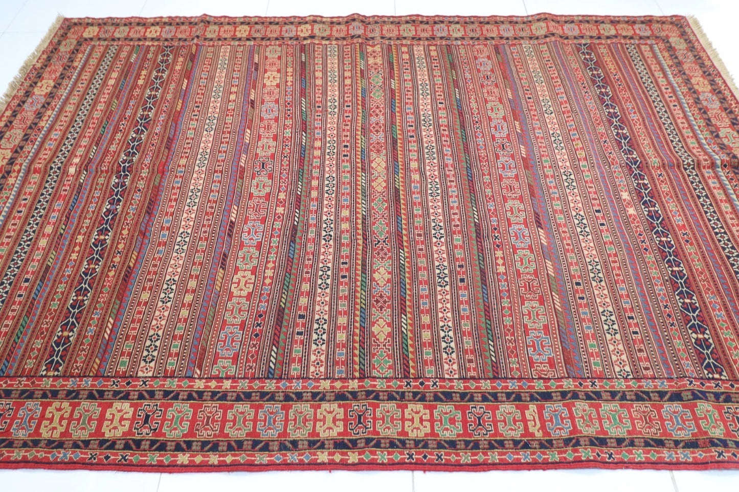193 x 283 cm | Sumak Kilim Flat Weaved Afghan Tribal Hand Knotted Wool Kilim