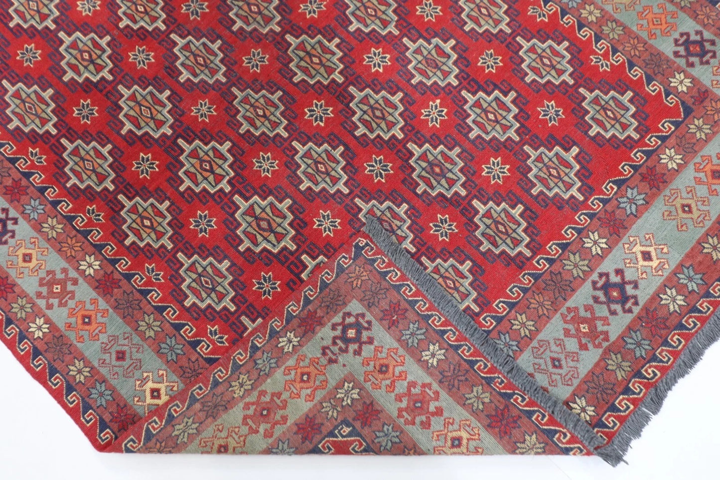 149 x 202 cm | Sumak Tribal Hand Knotted Veg Dye Wool Kilim