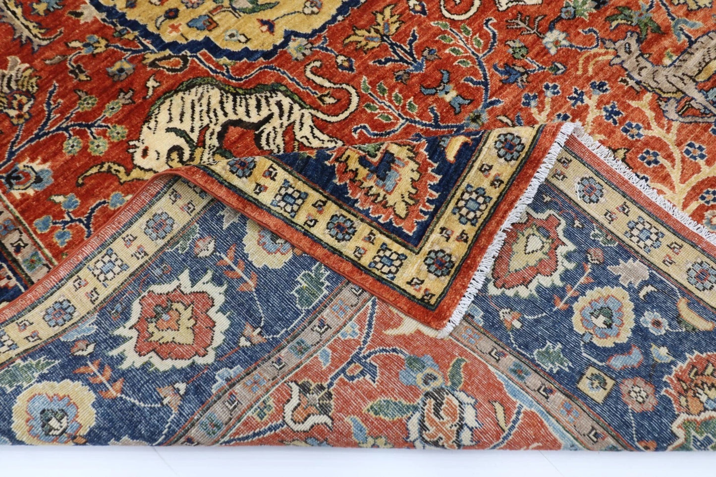 197 x 298 cm | Orange Afghan Tribal Hand Knotted Carpet