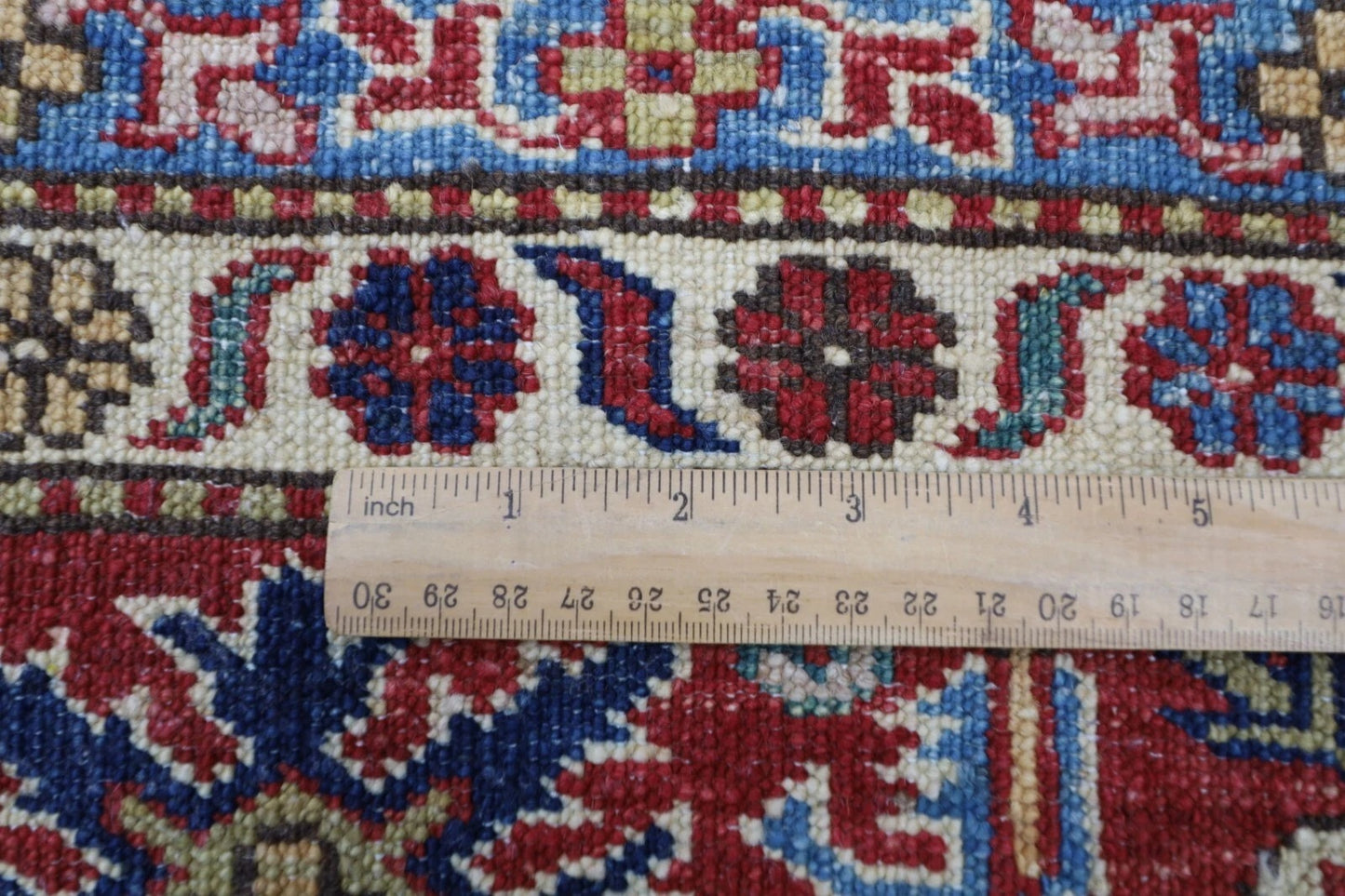 183 x 277 cm |  Geometric Kazak Beige Afghan Tribal Hand Knotted Veg Dye Wool carpet
