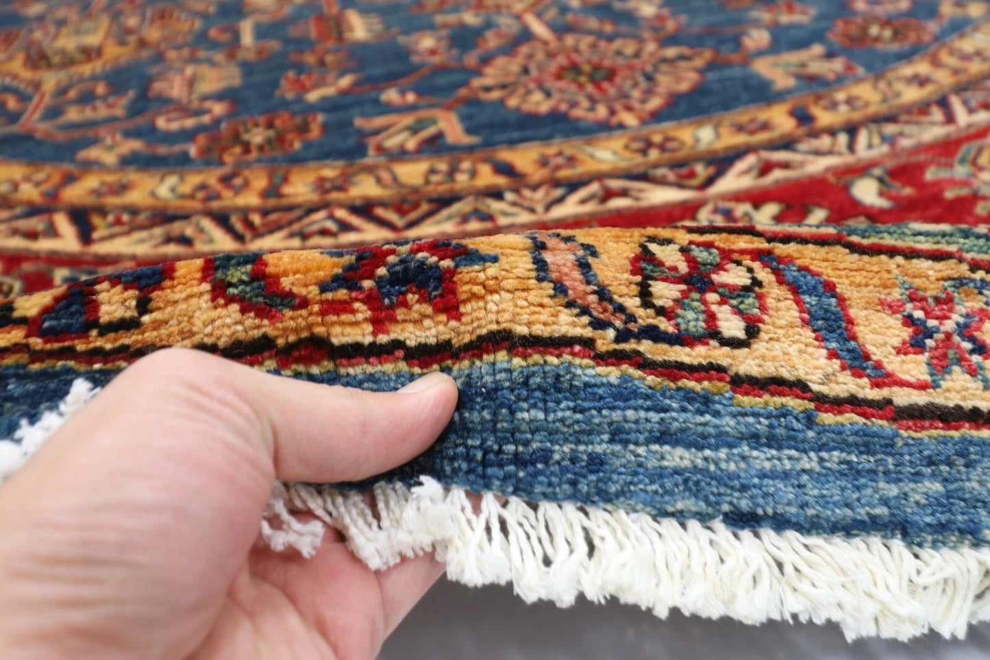 300 x 309 cm | Kazak Afghan Tribal Hand Knotted Wool Round Carpet