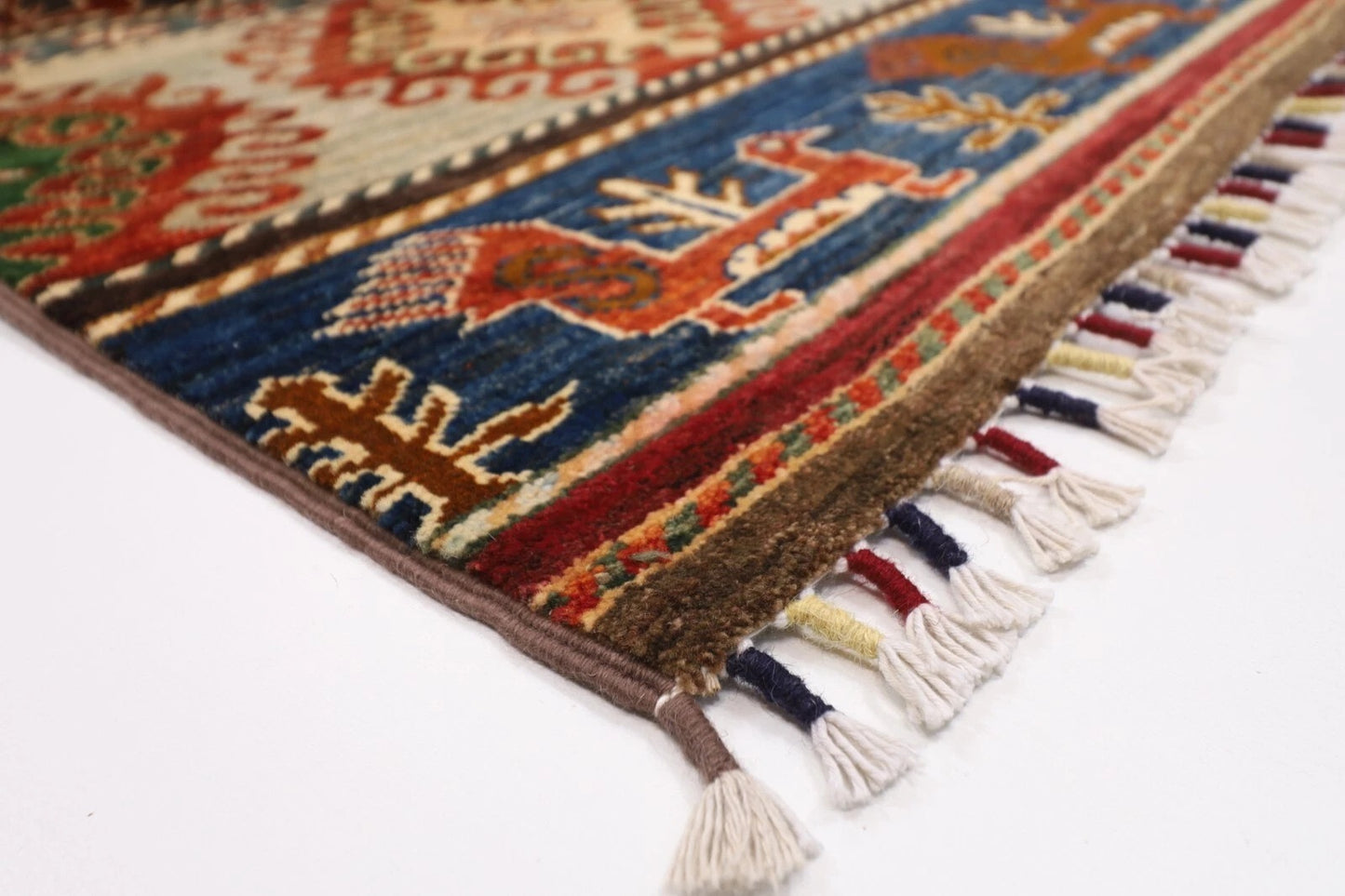 196 x 299 cm | Striped Afghan Tribal Hand Knotted Carpet