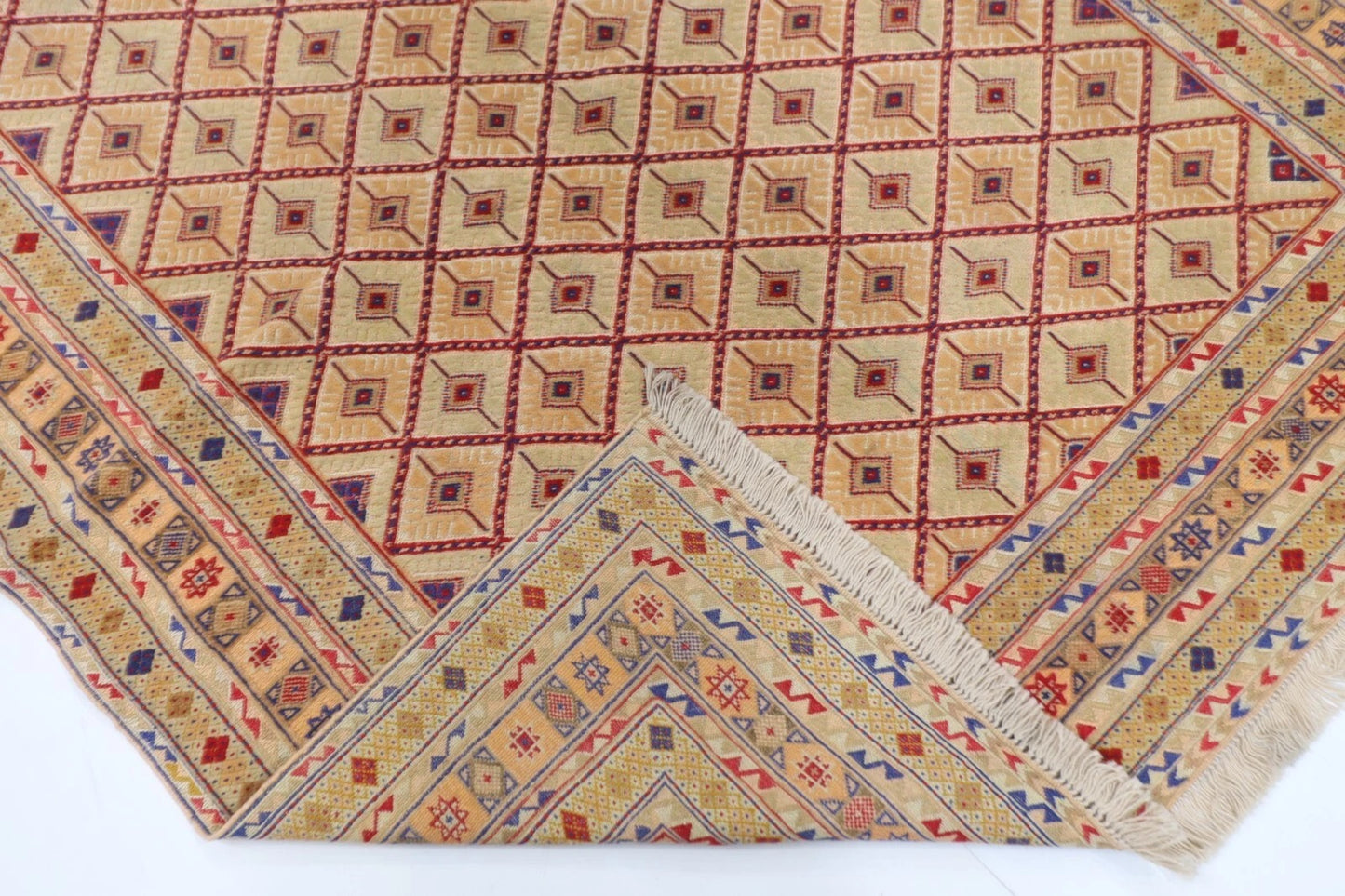 145 x 178 cm | Flat Weaved Afghan Tribal Hand Knotted Veg Dye Wool Carpet
