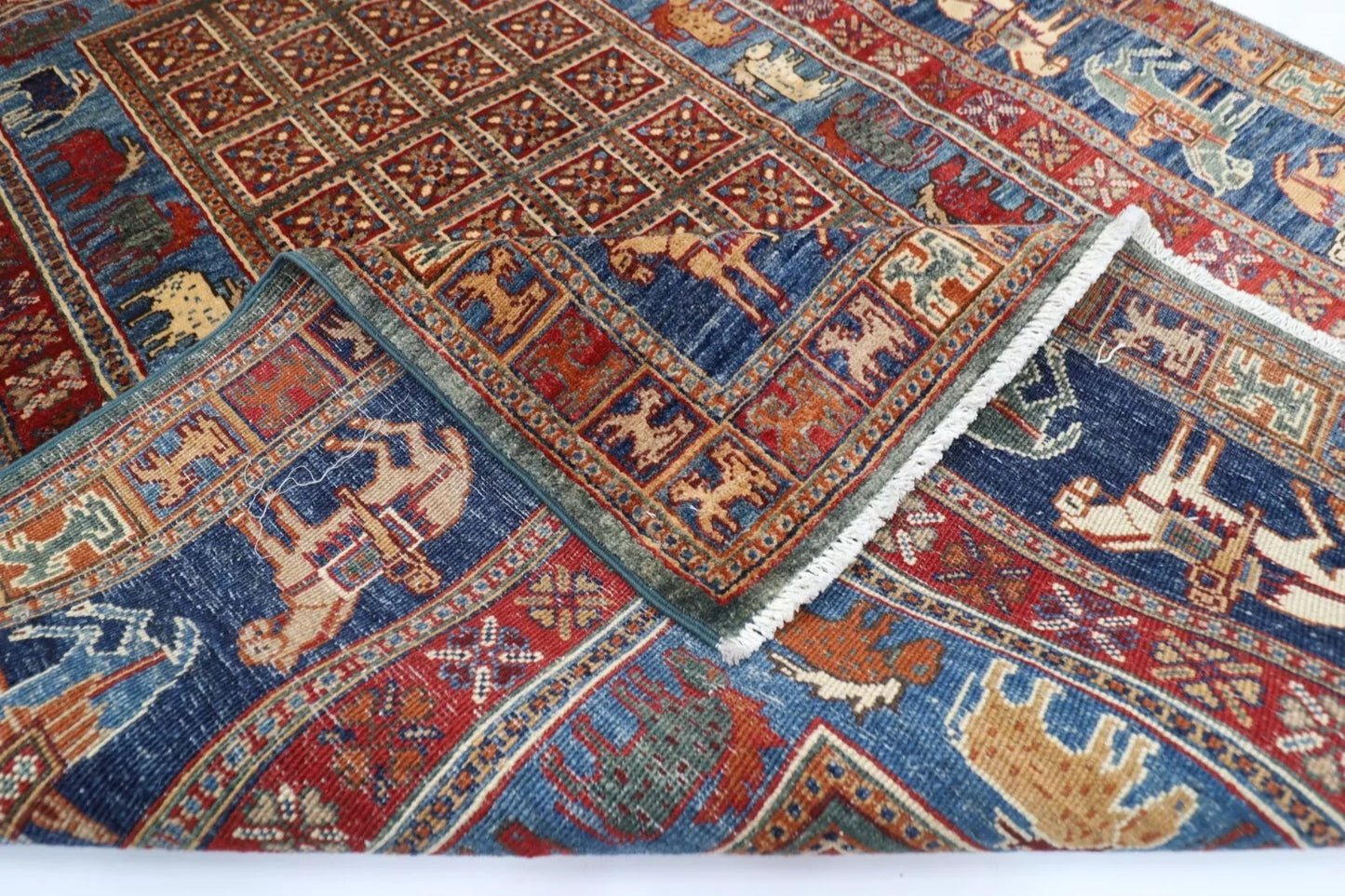152 x 207 cm | Pazyryk Afghan Tribal Hand Knotted Veg Dye Wool carpet