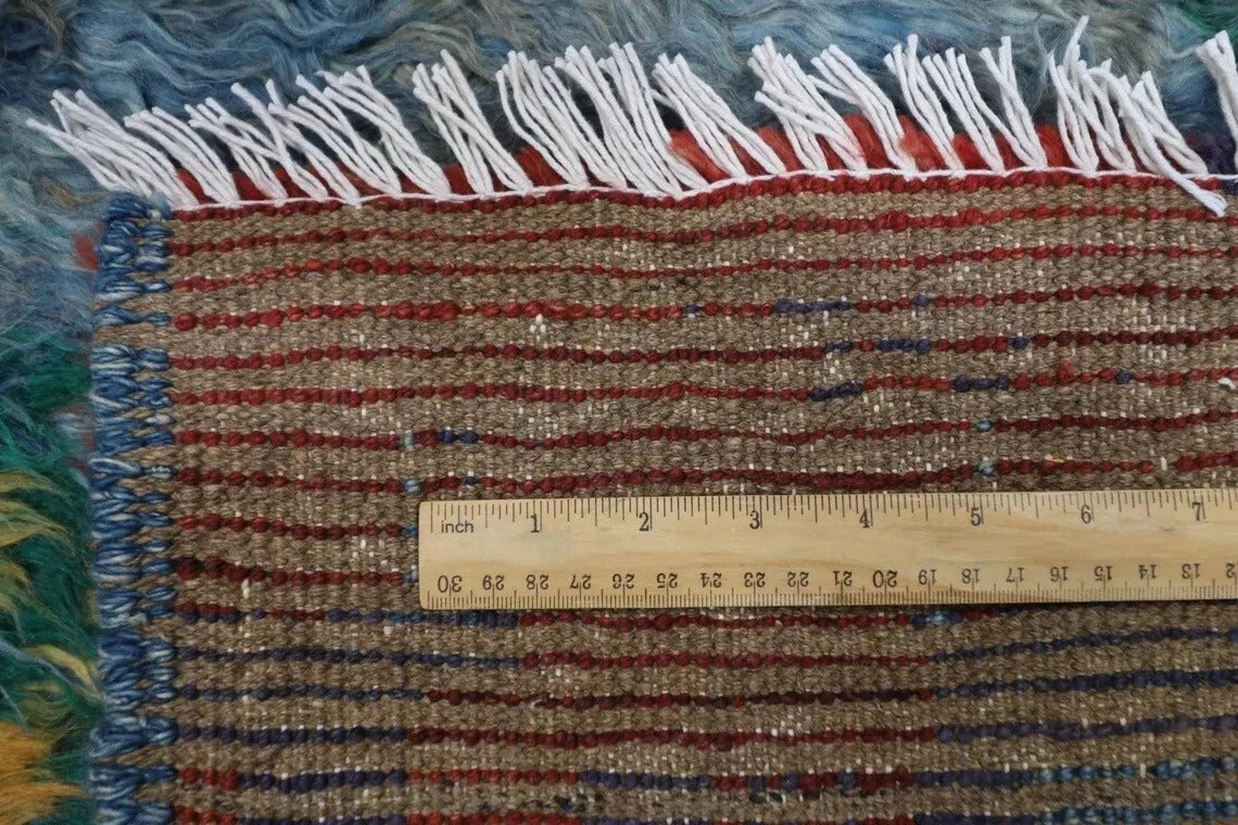 194 x 284 cm | Abstract Long Pile Afghan Tribal Hand Knotted Carpet
