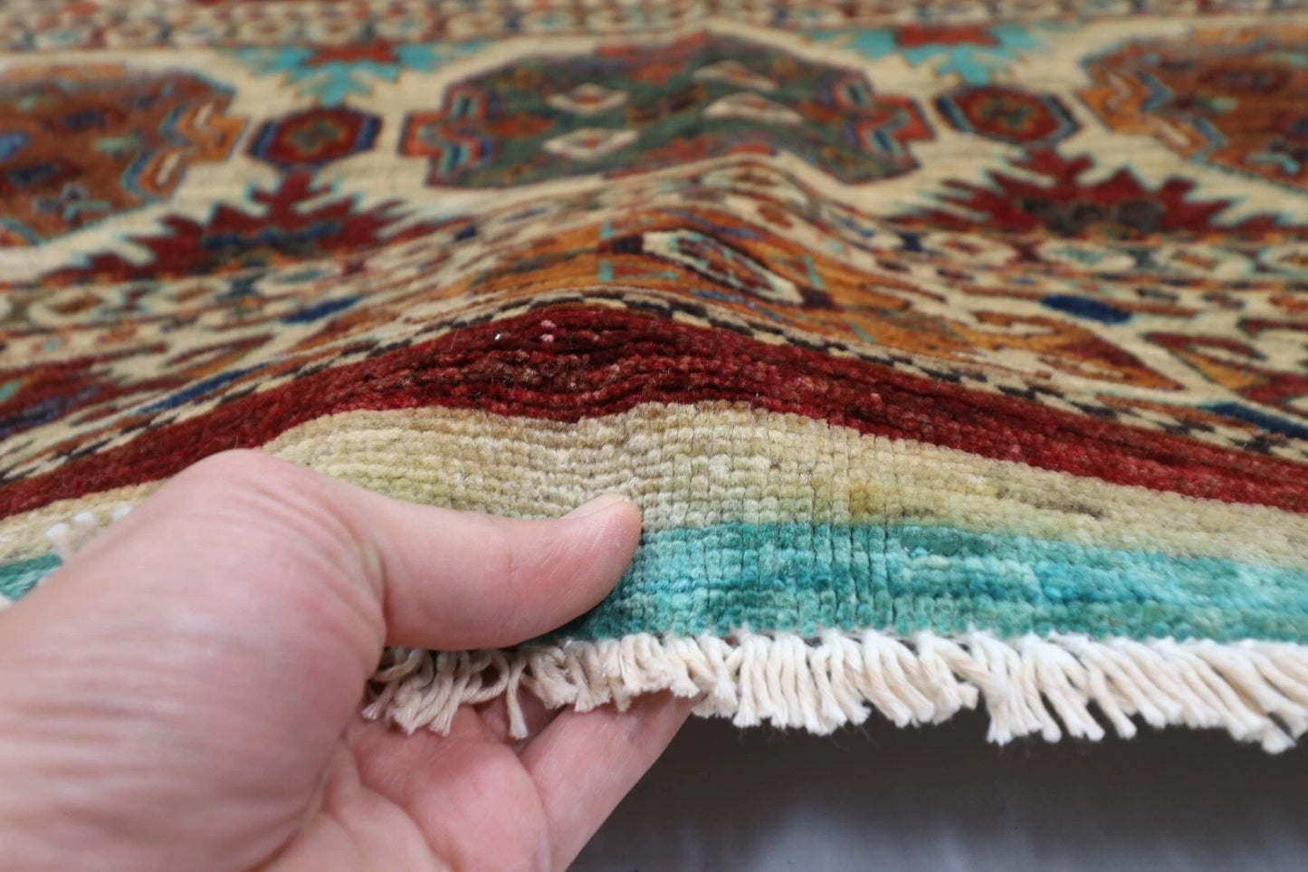 179 x 247 cm | Khorjun Afghan Tribal Hand Knotted Veg Dye Wool Carpet