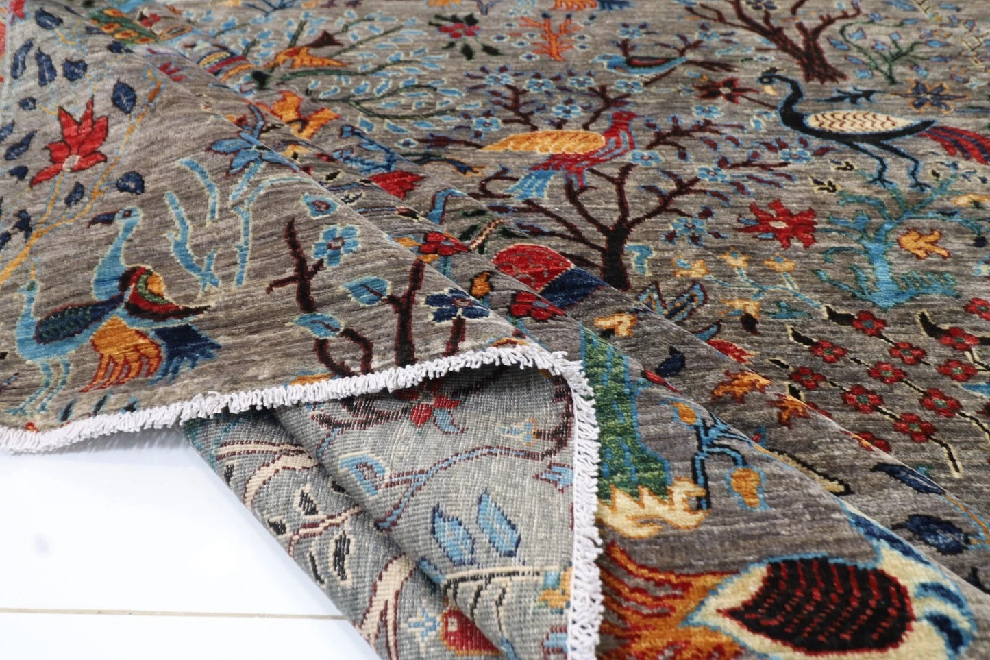 361 x 537 cm | Birds Afghan Tribal Hand Knotted Carpet