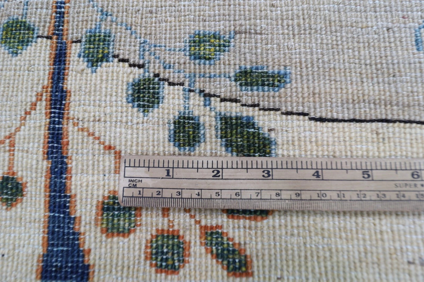 176 x 247 cm | Beige Afghan Tribal Hand Knotted Veg Dye Wool Carpet