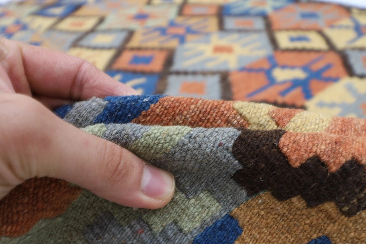 152 x 205 cm | Flat Weave Afghan Tribal Hand Knotted Veg Dye Wool Kilim