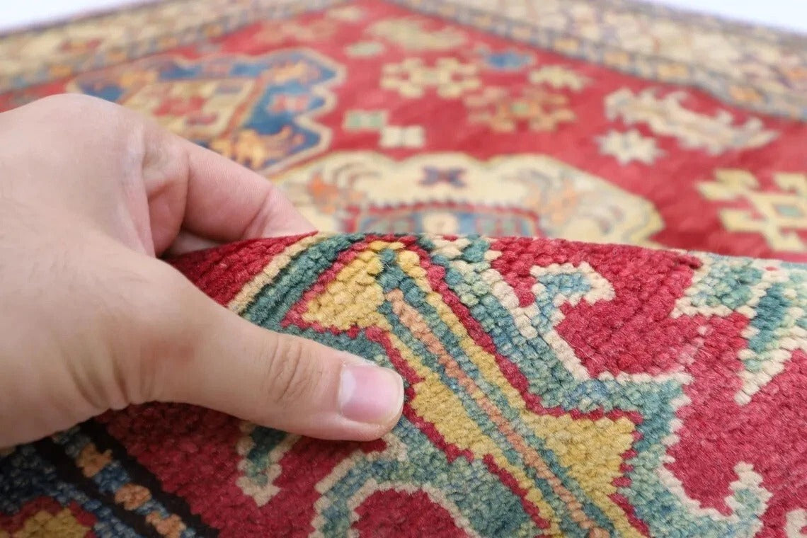153 x 183 cm | Kazak Tribal Hand Knotted Veg Dye Wool Carpet