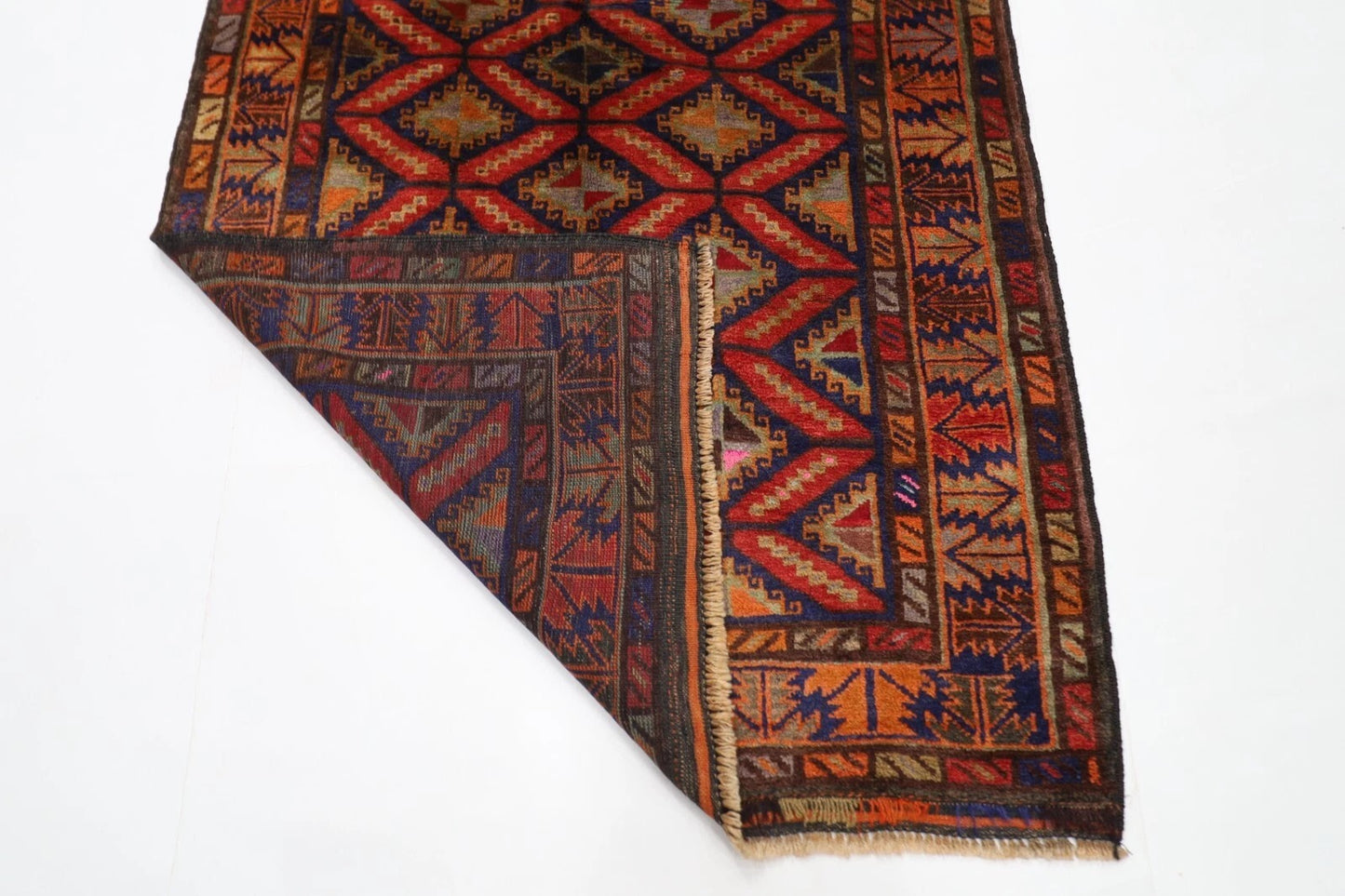 110 x 204 cm | Baluch Afghan Tribal Hand Knotted Veg Dye Wool carpet