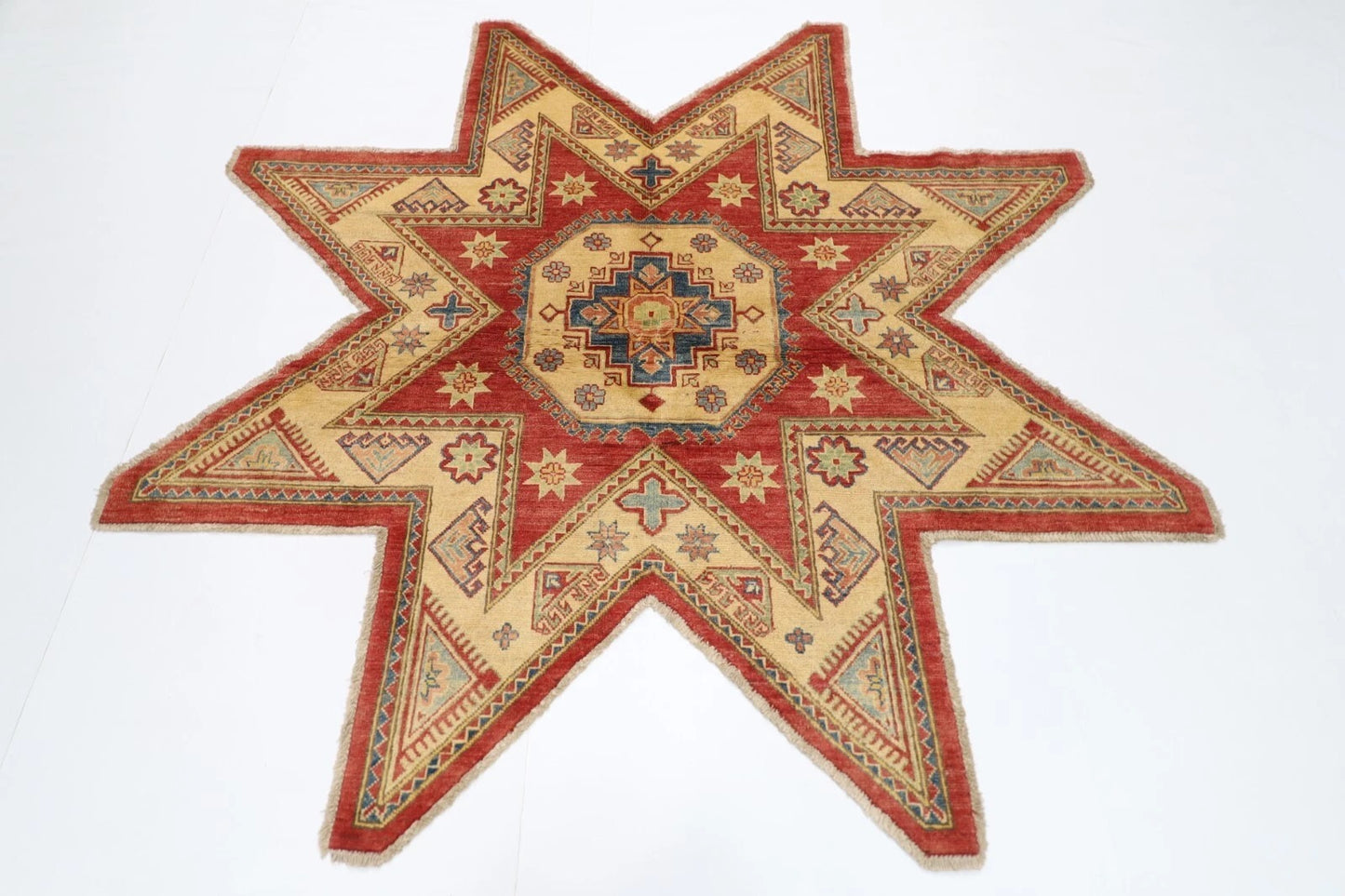 200 x 200 cm | Kazak Afghan Tribal Hand Knotted Wool Carpet