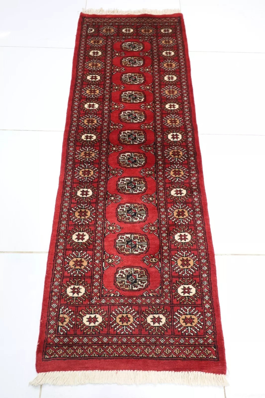 65 x 192 cm | Bokhara Afghan Tribal Hand Knotted Wool Runner