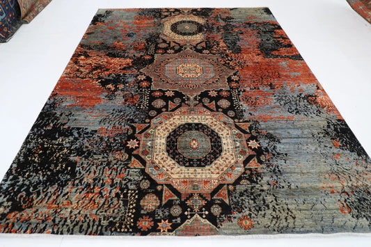 252 x 302 cm | Abstract Mamluk Afghan Tribal Hand Knotted Carpet