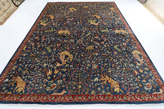 275 x 364 cm | Animal Hunting Afghan Tribal Hand Knotted Carpet