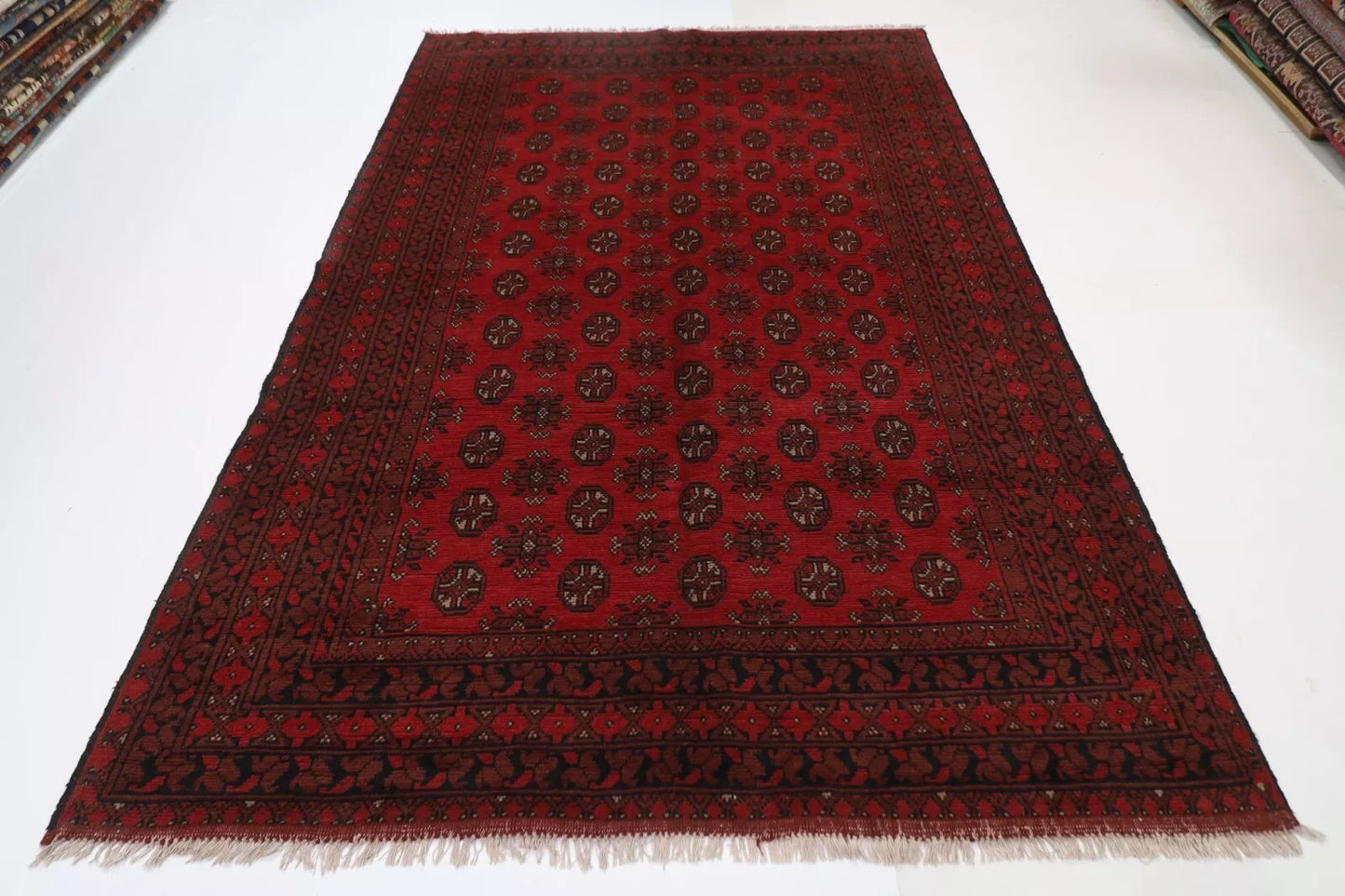 194 x 287 cm | Akja Bokhara Afghan Tribal Hand Knotted Carpet