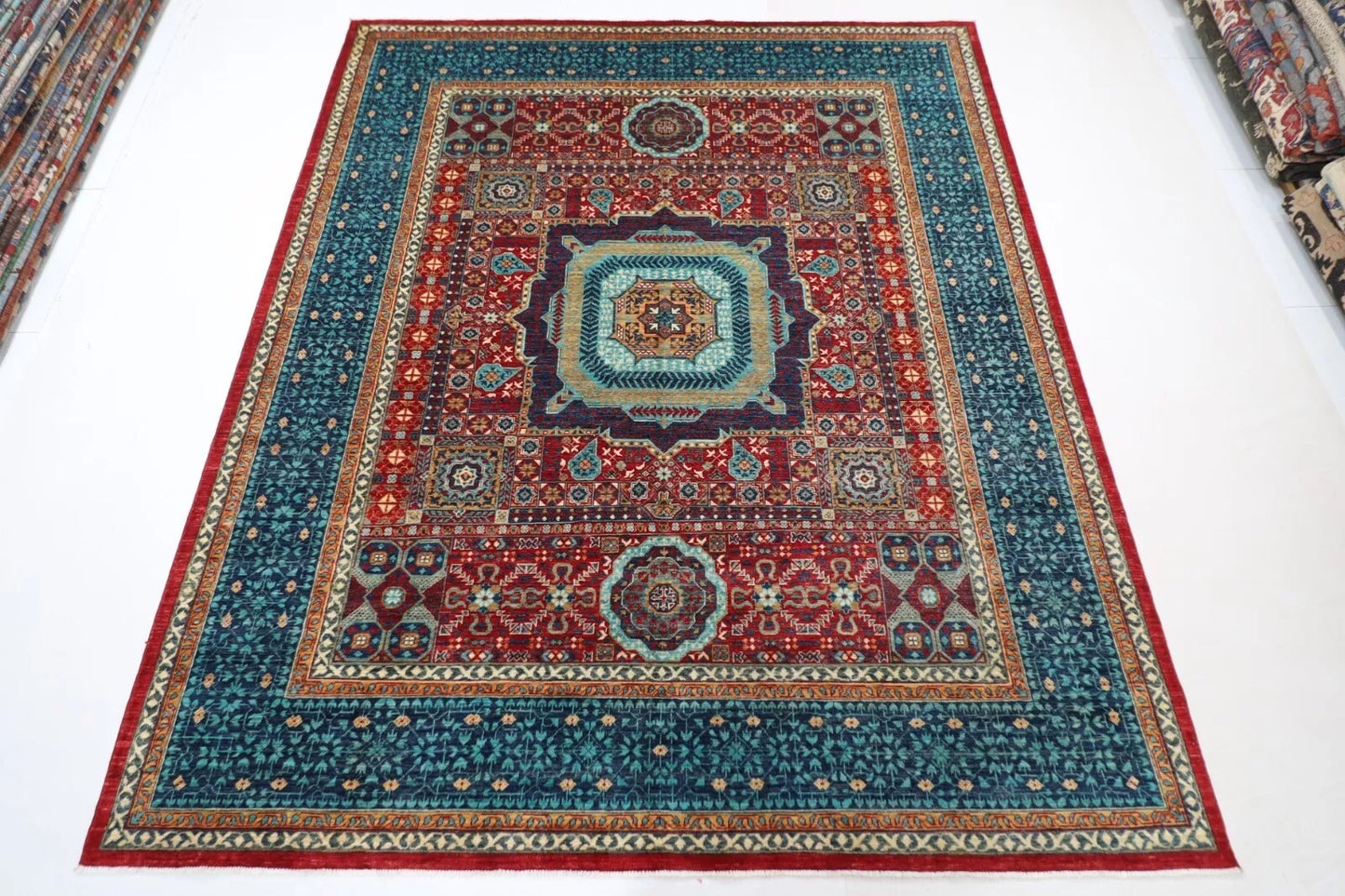 249 x 294 cm | Mamluk Afghan Tribal Hand Knotted Carpet