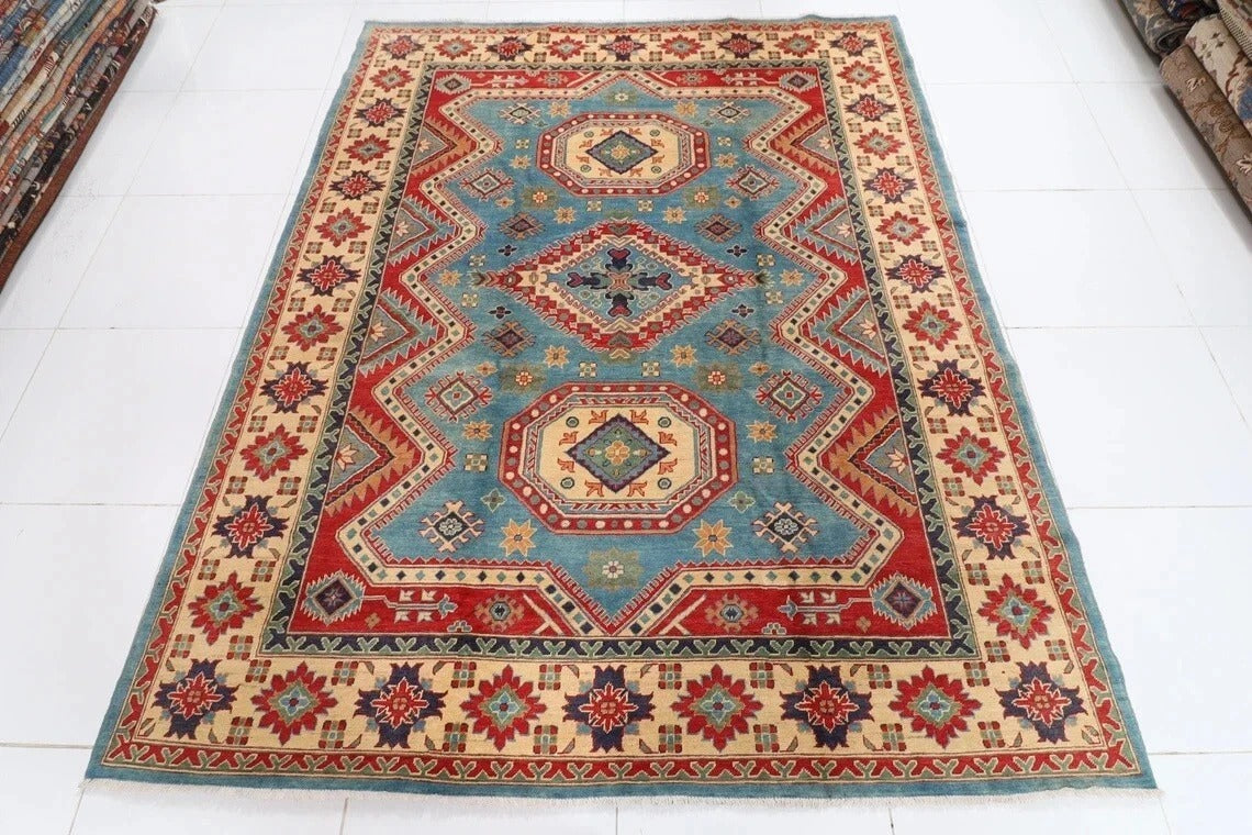 240 x 295 cm | Kazak Yakkish Afghan Tribal Hand Knotted Carpet