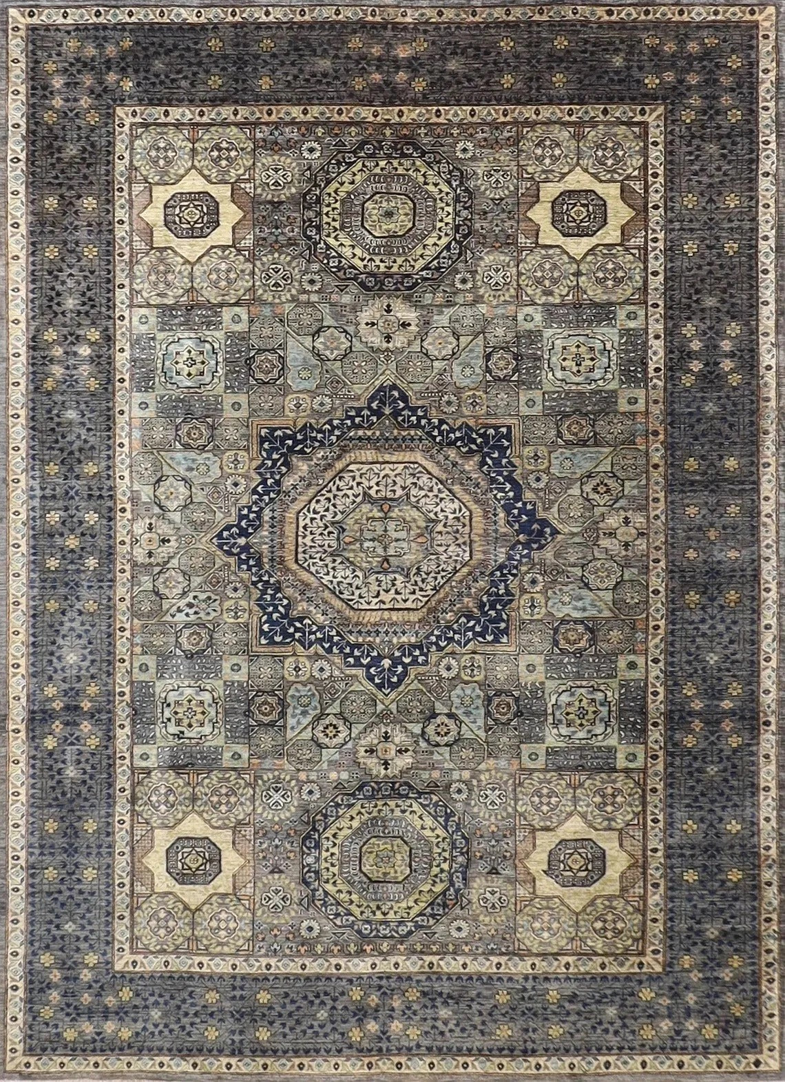 183 x 269 cm |  High Quality Mamluk Gray Afghan Tribal Hand Knotted Veg Dye Wool carpet